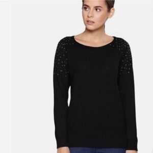 Embellished Rhinestone Sleeve Knit Open Back